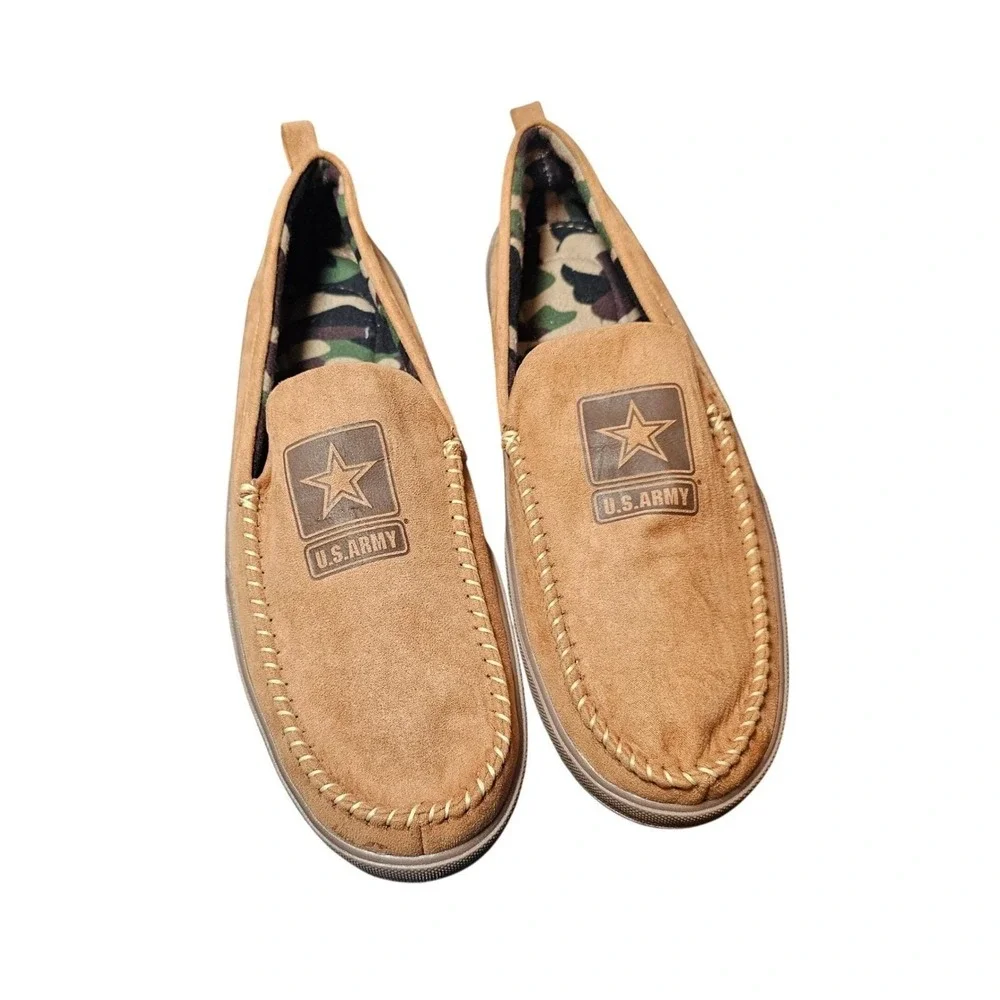 The Bradford Exchange U.S. Army Moc Toe Slippers Men's 11 Camo Lined Comfort NEW
